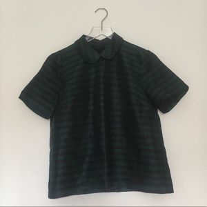 Madewell - Navy and Dark Green Striped Blouse